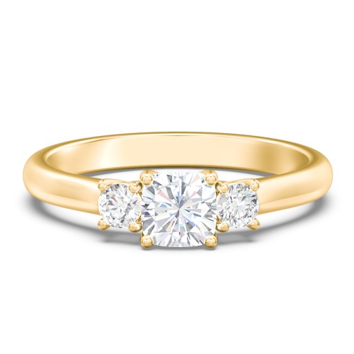 Classic 3-Stone Diamond Engagement Ring – 9kt Yellow Gold with Lab Diamond