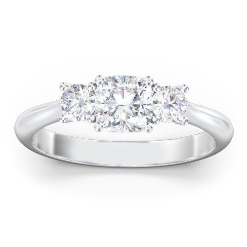 Classic 3-Stone Diamond Engagement Ring – 14K White Gold with Lab Diamond