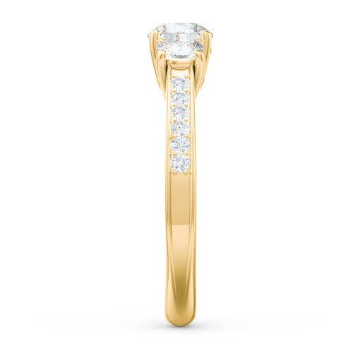 Classic 3-Stone Diamond Engagement Ring with Accents – 9kt Yellow Gold with Lab Diamond