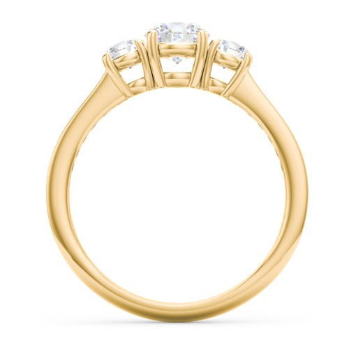 Classic 3-Stone Diamond Engagement Ring with Accents – 9kt Yellow Gold with Lab Diamond