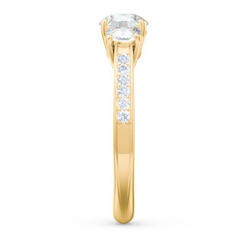 Classic 3-Stone Diamond Engagement Ring with Accents – 9kt Yellow Gold with Lab Diamond