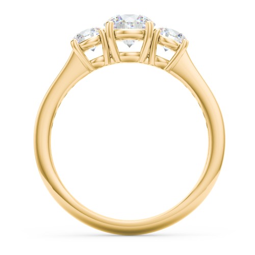 Classic 3-Stone Diamond Engagement Ring with Accents – 9kt Yellow Gold with Lab Diamond