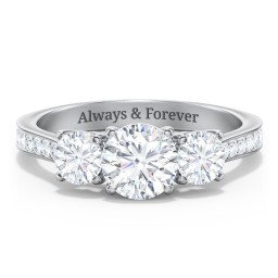 Classic 3-Stone Diamond Engagement Ring with Accents