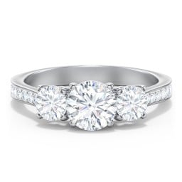 Classic 3-Stone Diamond Engagement Ring with Accents