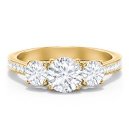 Classic 3-Stone Diamond Engagement Ring with Accents