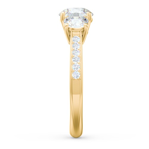 Classic 3-Stone Diamond Engagement Ring with Accents – 9kt Yellow Gold with Lab Diamond