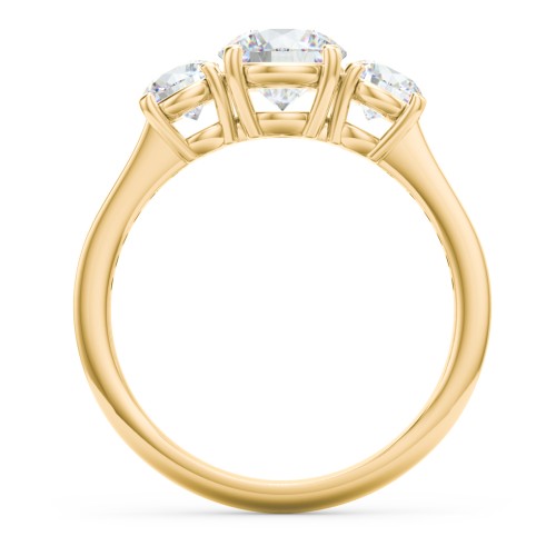 Classic 3-Stone Diamond Engagement Ring with Accents – 9kt Yellow Gold with Lab Diamond