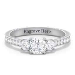 Classic 3-Stone Diamond Engagement Ring with Accents