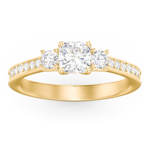 Classic 3-Stone Diamond Engagement Ring with Accents
