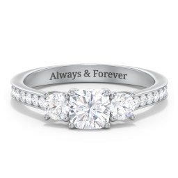 Classic 3-Stone Diamond Engagement Ring with Accents