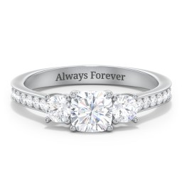 Classic 3-Stone Diamond Engagement Ring with Accents