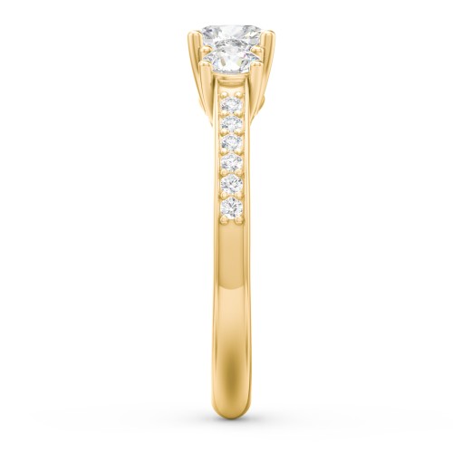 Classic 3-Stone Diamond Engagement Ring with Accents – 9kt Yellow Gold with Lab Diamond