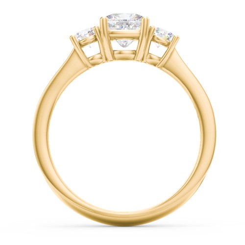 Classic 3-Stone Diamond Engagement Ring with Accents – 9kt Yellow Gold with Lab Diamond