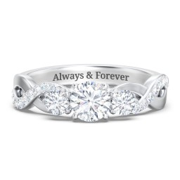 3-Stone Diamond Infinity Engagement Ring with Accents