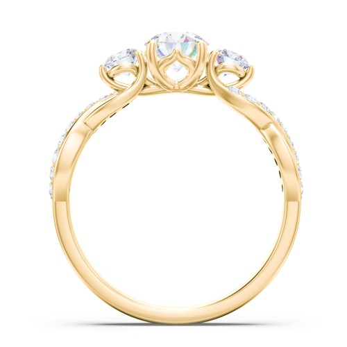 3-Stone Diamond Infinity Engagement Ring with Accents
