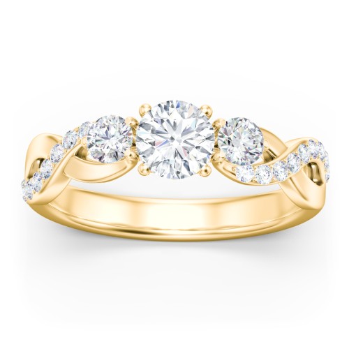 3-Stone Diamond Infinity Engagement Ring with Accents