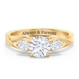 3-Stone Diamond Engagement Ring with Twisted Split Shank