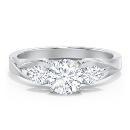 3-Stone Diamond Engagement Ring with Twisted Split Shank
