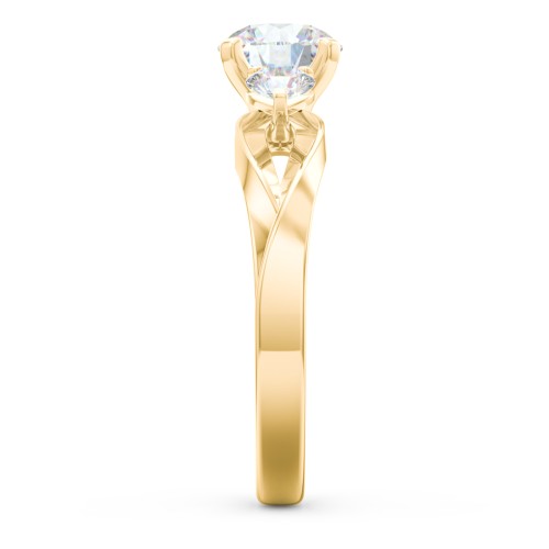 3-Stone Diamond Engagement Ring with Twisted Split Shank