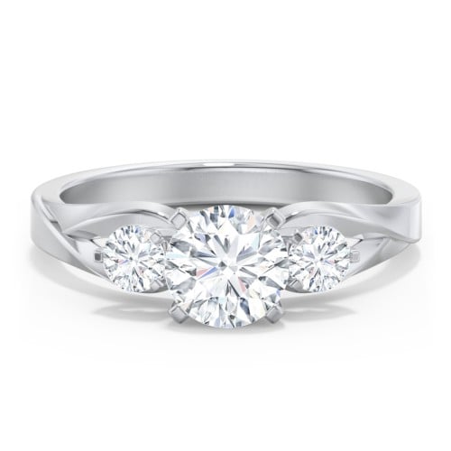 3-Stone Diamond Engagement Ring with Twisted Split Shank
