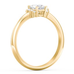 Modern Oval Engagement Ring with Side Accents in 9K Solid Yellow Gold