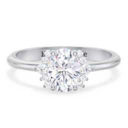 Modern Oval Solitaire Engagement Ring with Side Accents