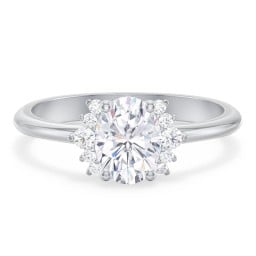 Modern Oval Solitaire Engagement Ring with Side Accents