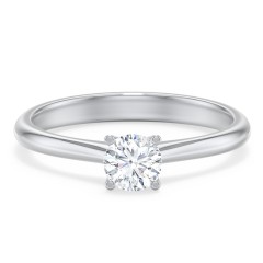 Modern Round Solitaire Engagement Ring – 14K White Gold
