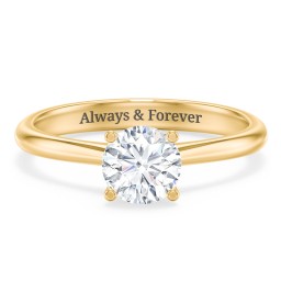 Modern Round Solitaire Engagement Ring in 9K Solid Yellow Gold with 04LABDIAM-RD-1.00-SI1-F-VG