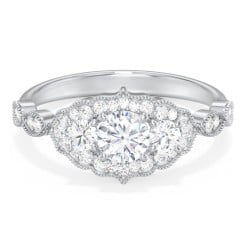 Vintage 3 Stone Engagement Ring with Accents