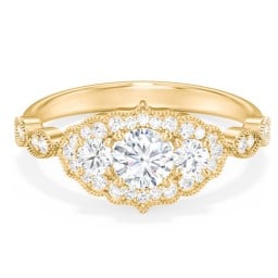 Vintage 3 Stone Engagement Ring with Accents