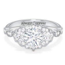 Vintage 3 Stone Engagement Ring with Accents