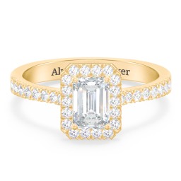 Micro Pavé Halo Diamond Engagement Ring in 9K Solid Yellow Gold with 04DIAM-EM-1.00-SI1-G-G and Diamond