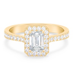 Micro Pavé Halo Diamond Engagement Ring in 9K Solid Yellow Gold