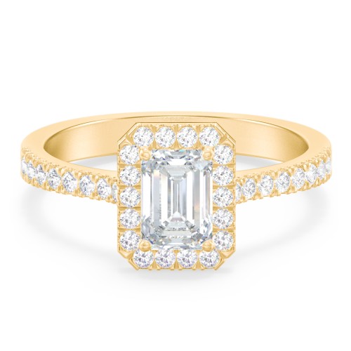 Micro Pavé Halo Diamond Engagement Ring – 9kt Yellow Gold with Diamond