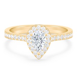 Micro Pavé Halo Diamond Engagement Ring in 9K Solid Yellow Gold