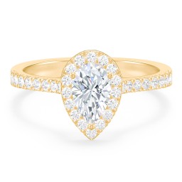 Micro Pavé Halo Diamond Engagement Ring in 9K Solid Yellow Gold