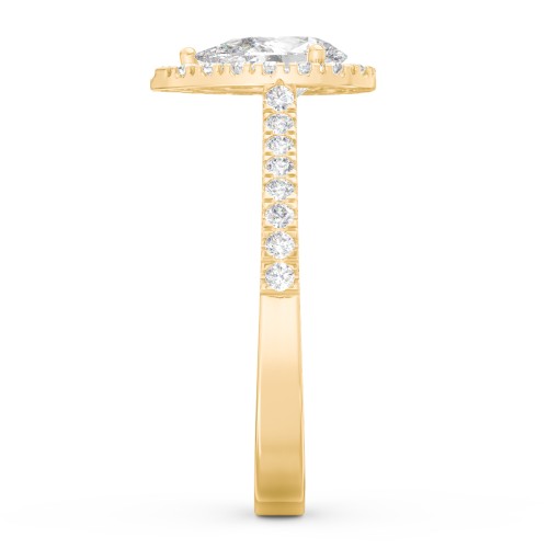 Micro Pavé Halo Diamond Engagement Ring – 9kt Yellow Gold with Diamond