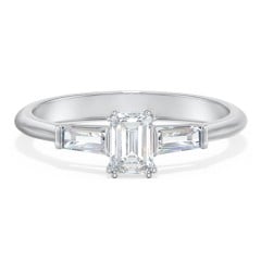 3 Stone Engagement Ring with Tapered Baguettes
