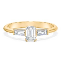 3 Stone Engagement Ring with Tapered Baguettes
