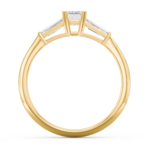 3 Stone Engagement Ring with Tapered Baguettes