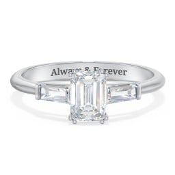 3 Stone Engagement Ring with Tapered Baguettes