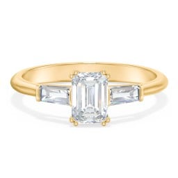 3 Stone Engagement Ring with Tapered Baguettes