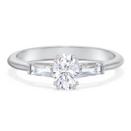 3 Stone Engagement Ring with Tapered Baguettes