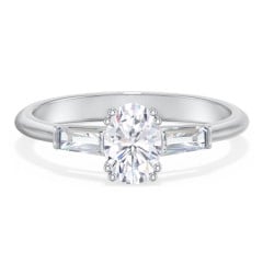 3 Stone Engagement Ring with Tapered Baguettes