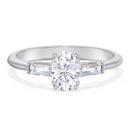 3 Stone Engagement Ring with Tapered Baguettes