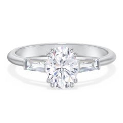 3 Stone Engagement Ring with Tapered Baguettes