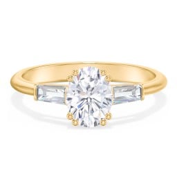 3 Stone Engagement Ring with Tapered Baguettes