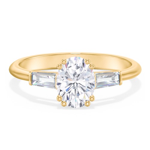 3 Stone Engagement Ring with Tapered Baguettes