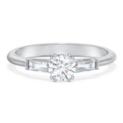 3 Stone Engagement Ring with Tapered Baguettes